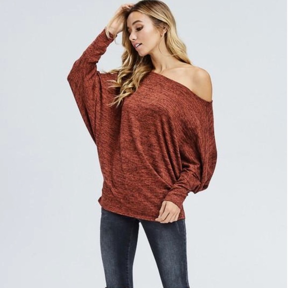 Marbled Knit Dolman Top Rust - Picture 4 of 7